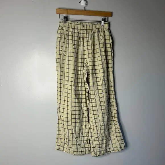 Madewell Plaid Flannel Long Sleeve Pajama Set Women’s Small Cream Lounge Cozy - Picture 11 of 15